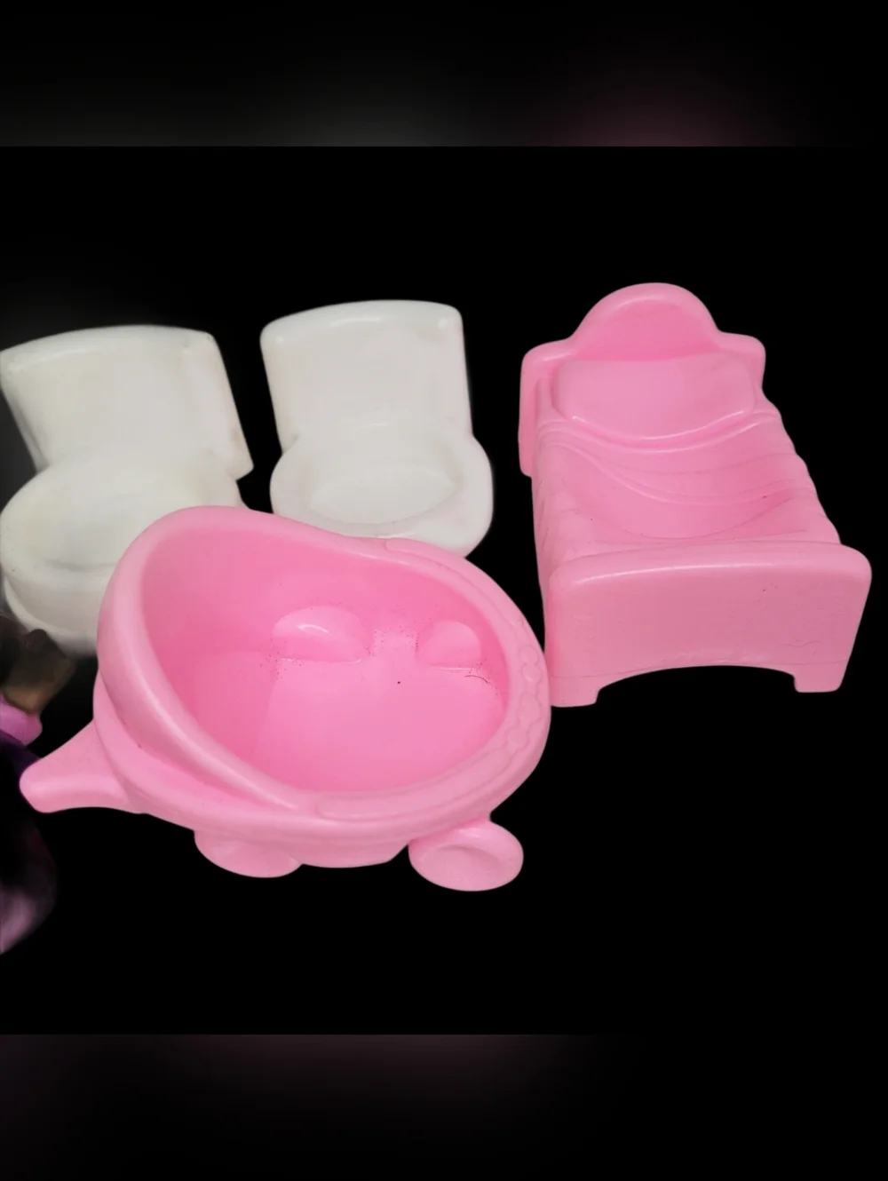 Vintage 1990/00's Fisher-Price Little People Pink Purple White Playset Figures